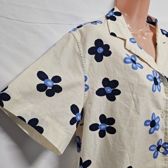 UNIQLO marimekko Linen-Blend Open Collar Shirt Women Size M Off White - Picture 4 of 11